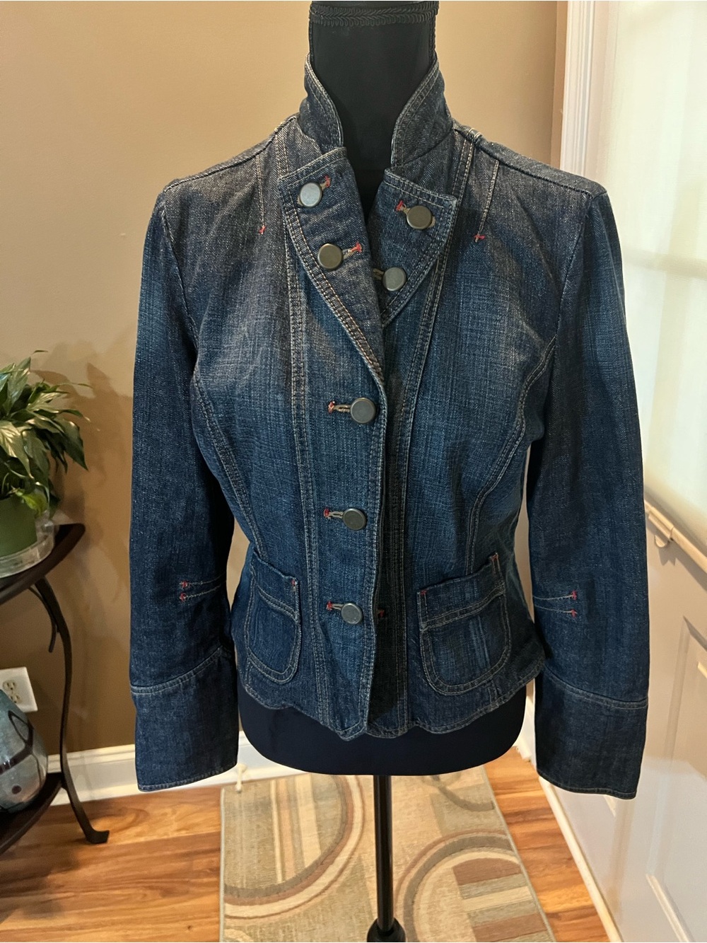 Dark Indigo Denim Button-Front Jacket